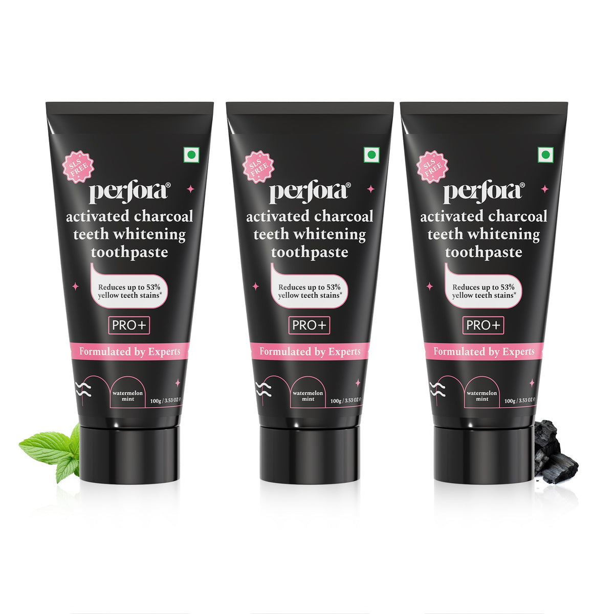 Pack of 3 - Activated Charcoal Mint Toothpaste - For Teeth Whitening — reference demo
