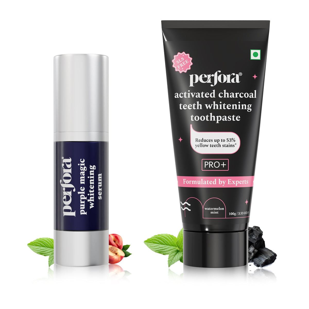 Activated Charcoal Toothpaste & Purple Whitening Serum Combo — reference demo