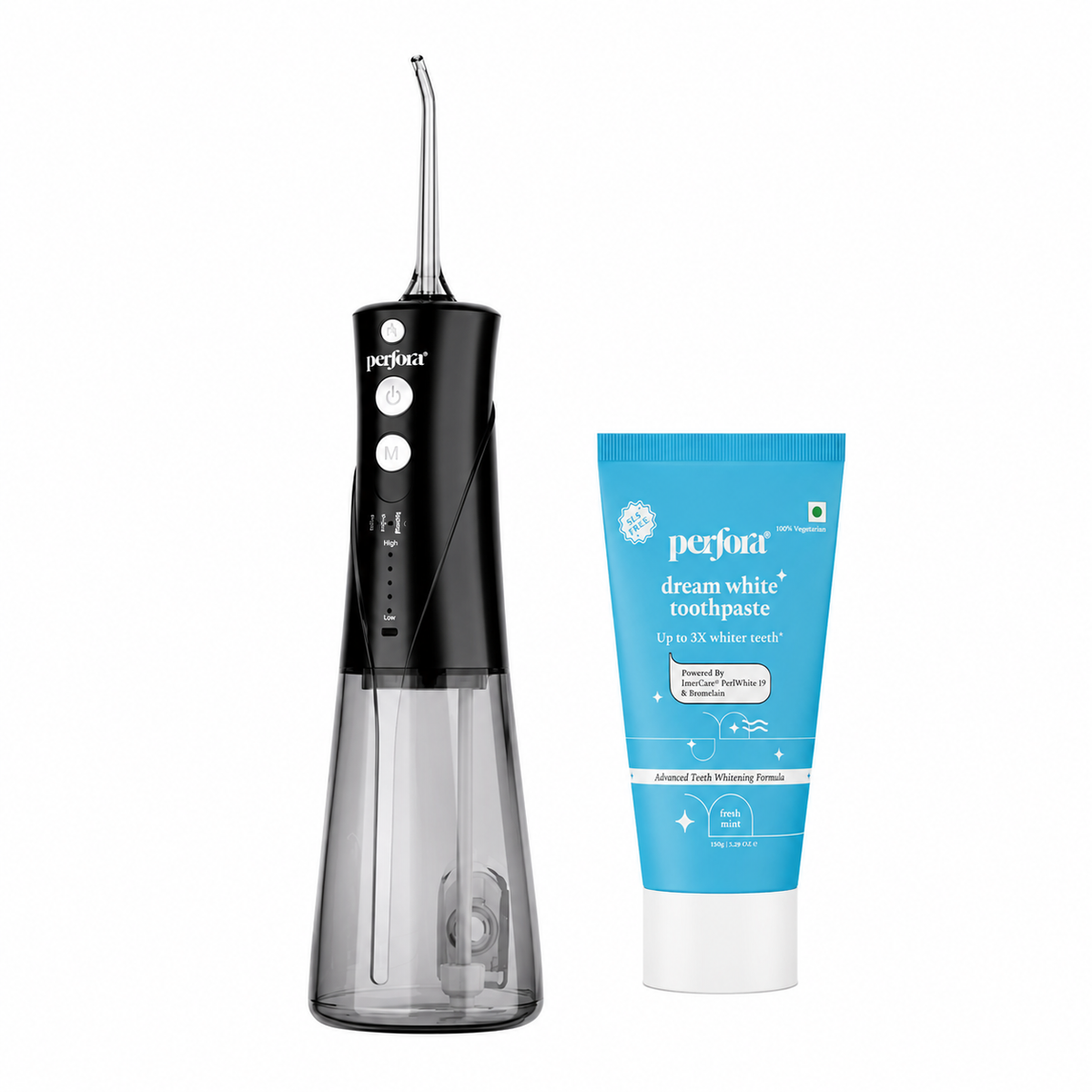 Granite Black Power Flosser + Dream White Toothpaste 150 gm — reference demo