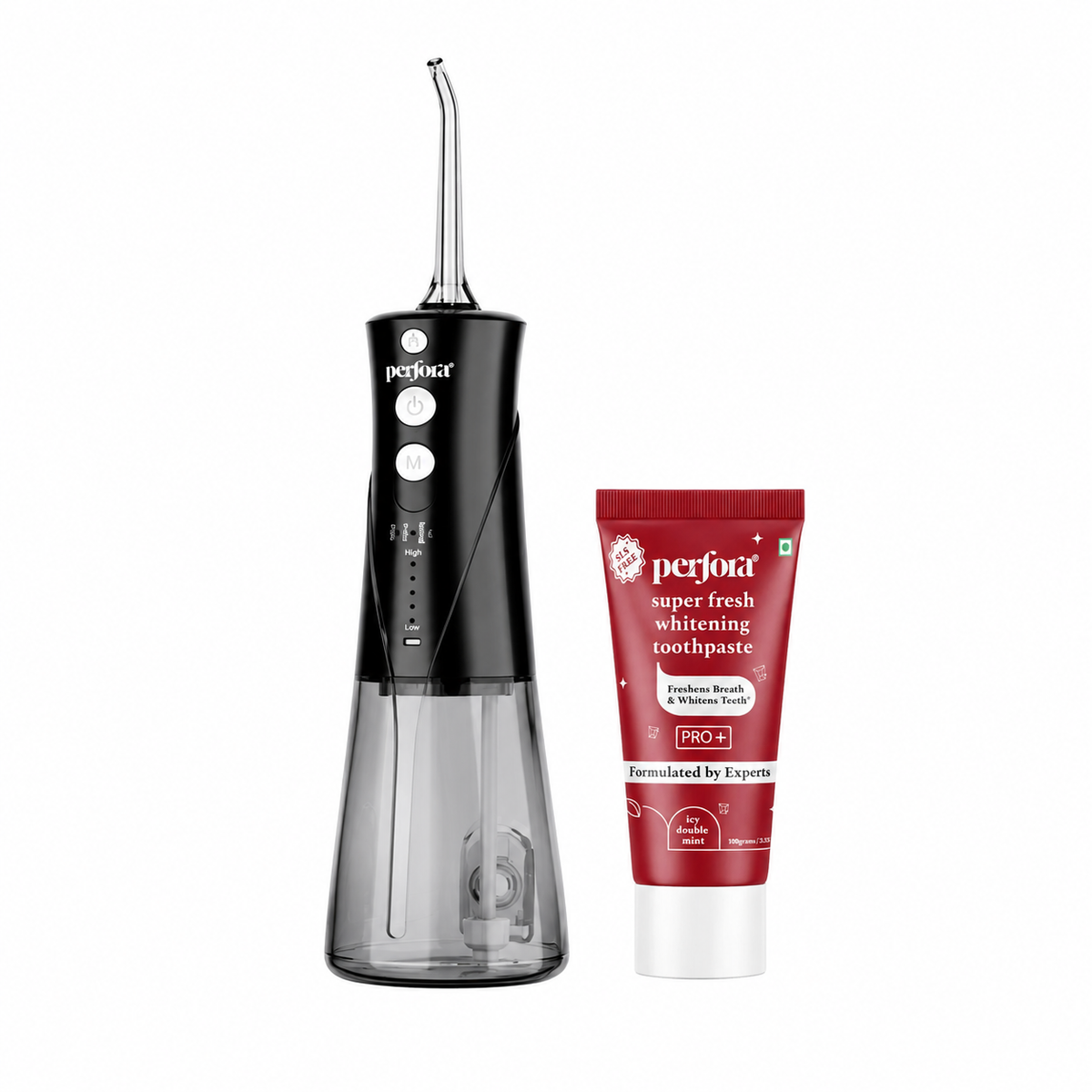 Granite Black Power Flosser + Super Fresh Toothpaste 100 gm — reference demo