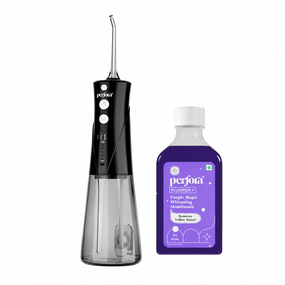 Granite Black Power Flosser + Purple Mouthwash 200 ml — reference demo