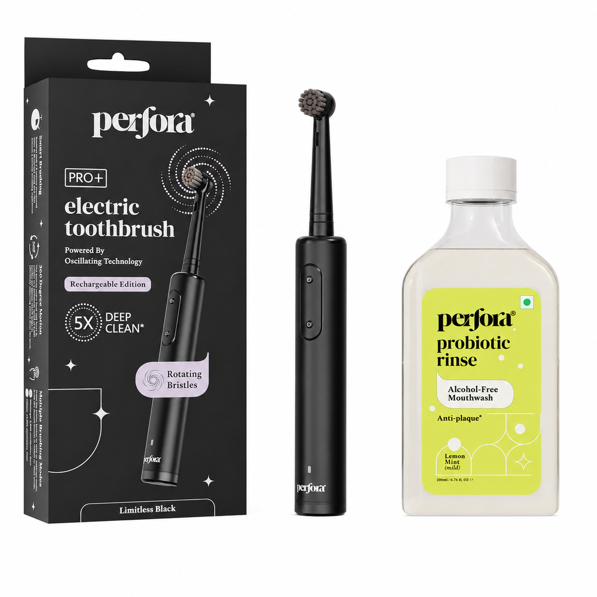 Oscillating Electric Toothbrush &  Lemon Mint Mouthwash 300 ml — reference demo