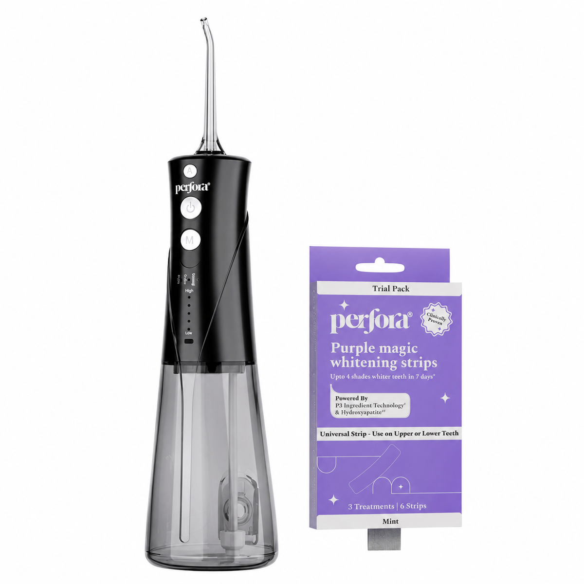 Granite Black Power Flosser + Purple Strips Pack of 3 — reference demo