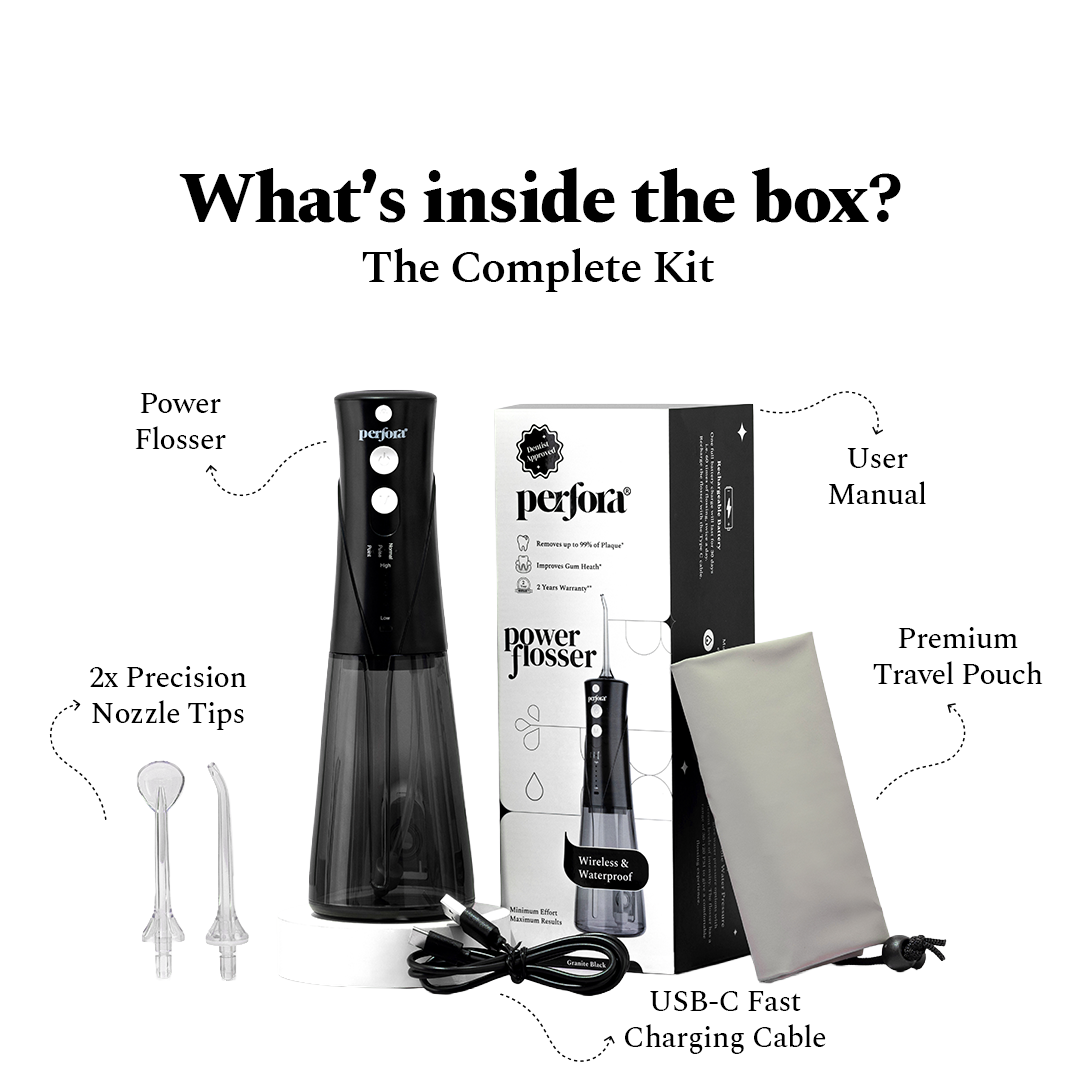 Granite Black Power Flosser + Purple Serum 30 ml — reference demo